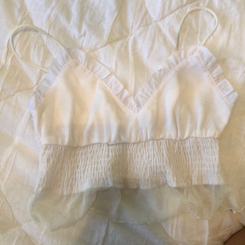 Super down cropped mesh bra top